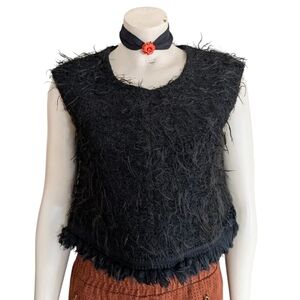 Hache from Yoox Black Shaggy Vest Size Small
